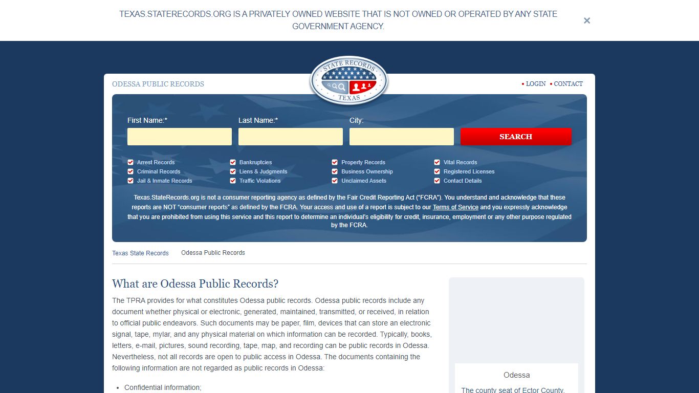 Odessa Arrest and Public Records | Texas.StateRecords.org